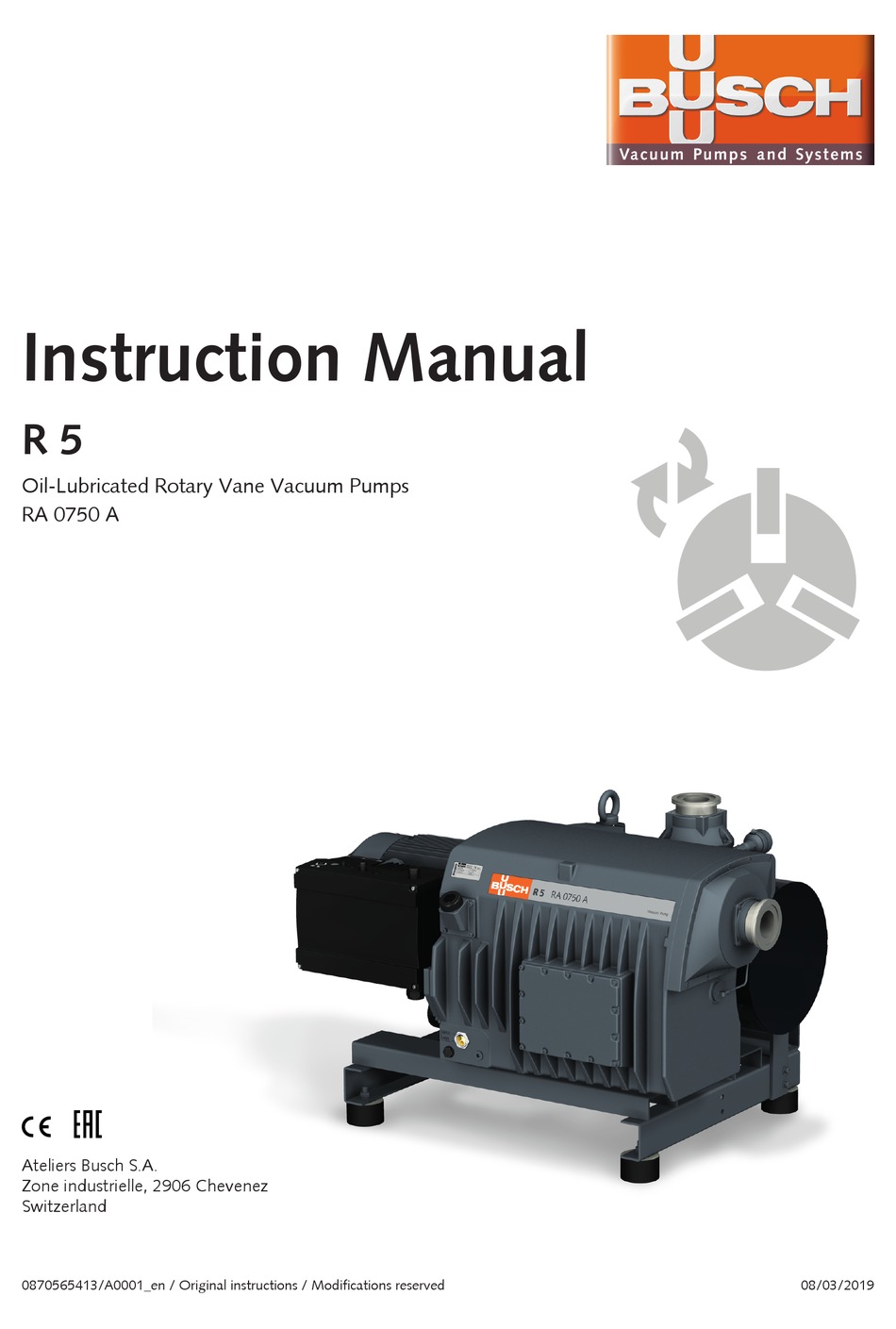 Busch R Series Instruction Manual Pdf Download Manualslib