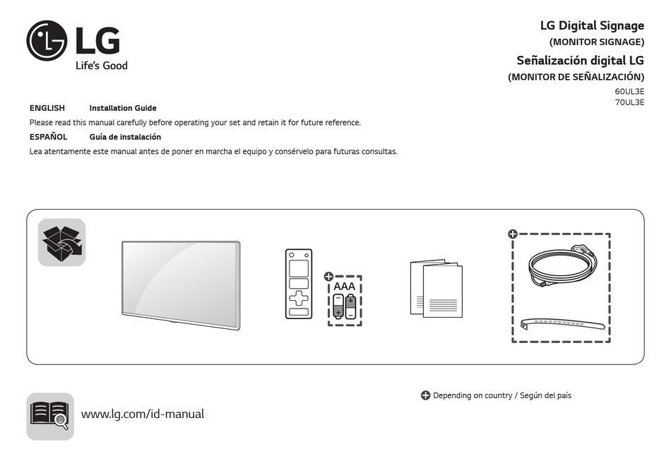 LG 60UL3E INSTALLATION MANUAL Pdf Download | ManualsLib