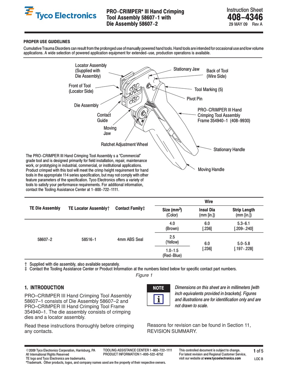 TYCO ELECTRONICS PRO-CRIMPER III INSTRUCTION SHEET Pdf Download ...