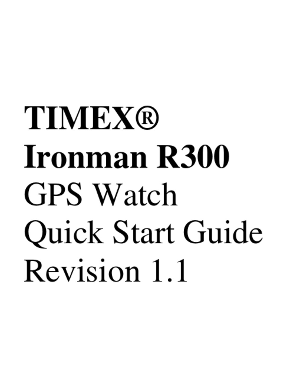 TIMEX IRONMAN R300 QUICK START MANUAL Pdf Download ManualsLib