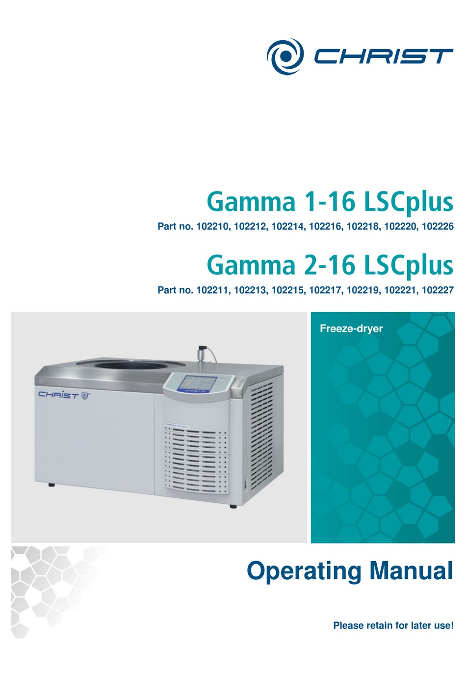 CHRIST GAMMA 116 LSCPLUS OPERATING MANUAL Pdf Download ManualsLib