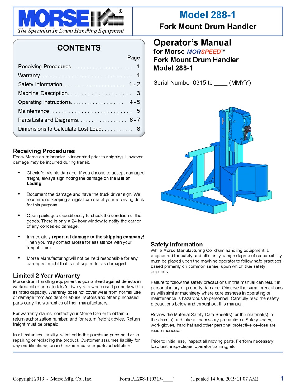 MORSE MORSPEED 2881 OPERATOR'S MANUAL Pdf Download ManualsLib