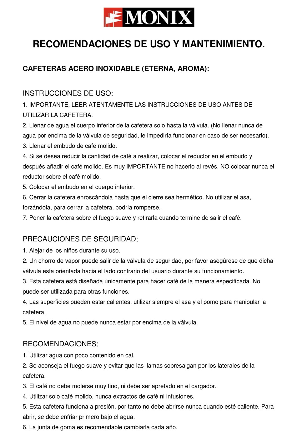 MONIX AROMA INSTRUCTIONS FOR USE Pdf Download ManualsLib