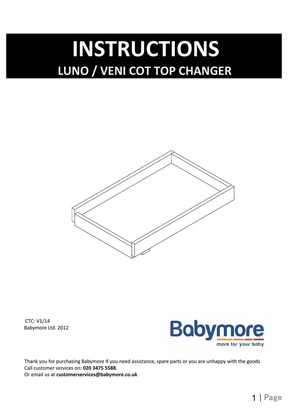 BABYMORE COT TOP CHANGER INSTRUCTIONS Pdf Download ManualsLib