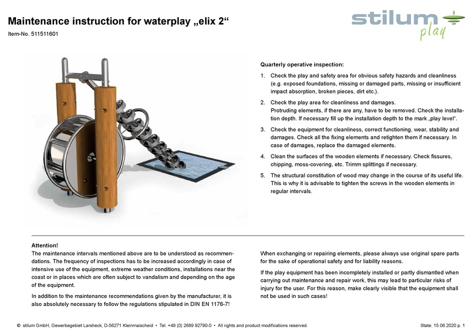 STILUM ELIX 2 MAINTENANCE INSTRUCTION Pdf Download ManualsLib