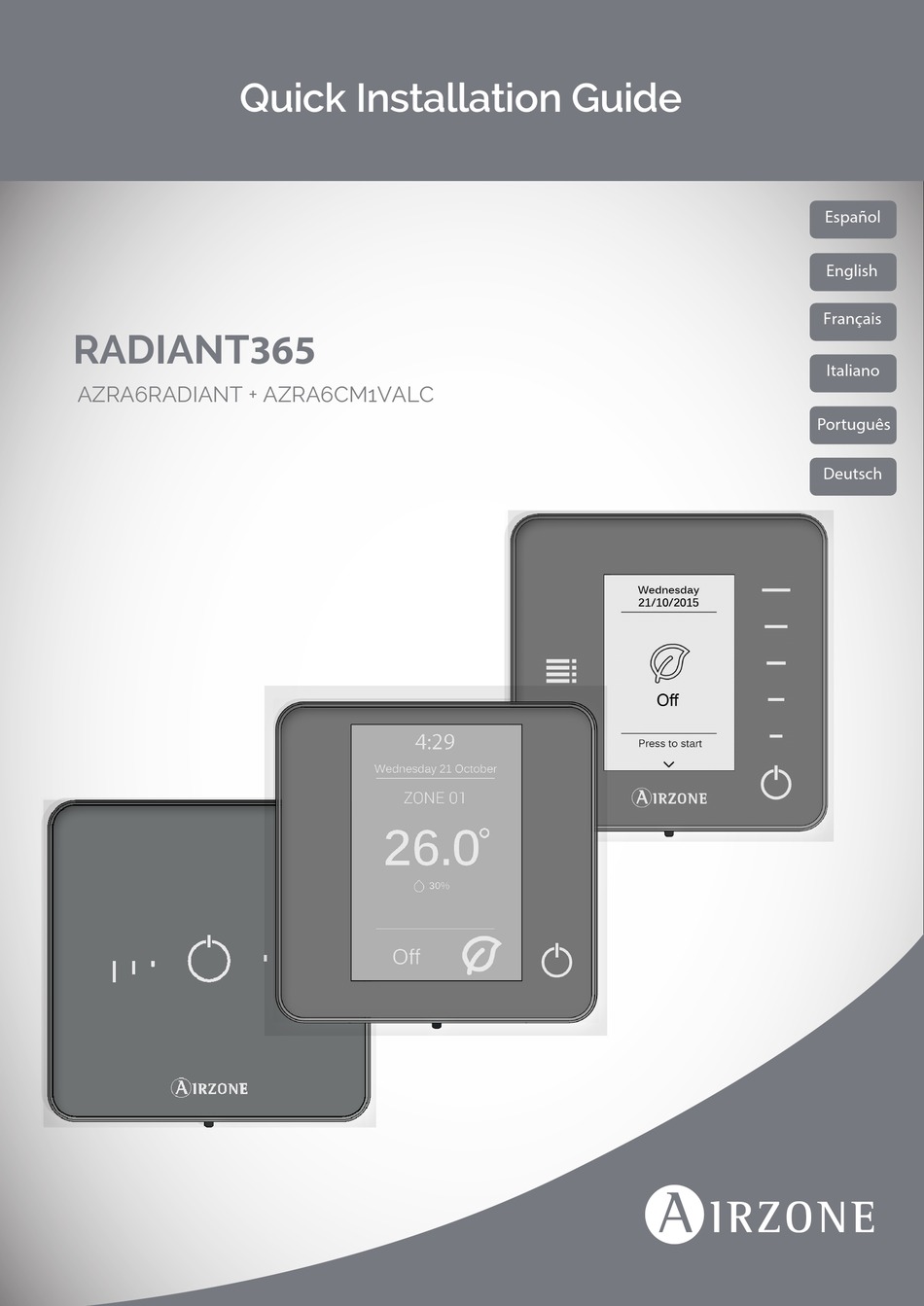 AIRZONE RADIANT365 QUICK INSTALLATION MANUAL Pdf Download ManualsLib