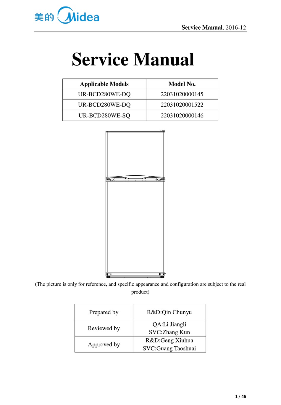 MIDEA UR-BCD280WE-DQ SERVICE MANUAL Pdf Download | ManualsLib