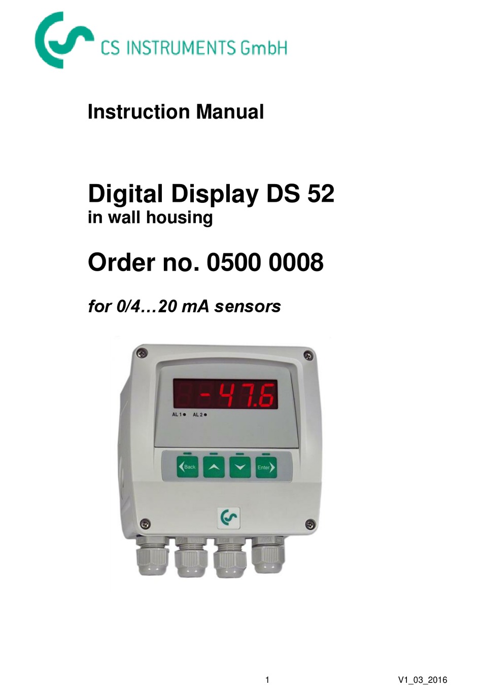 CS INSTRUMENTS DS 52 INSTRUCTION MANUAL Pdf Download ManualsLib