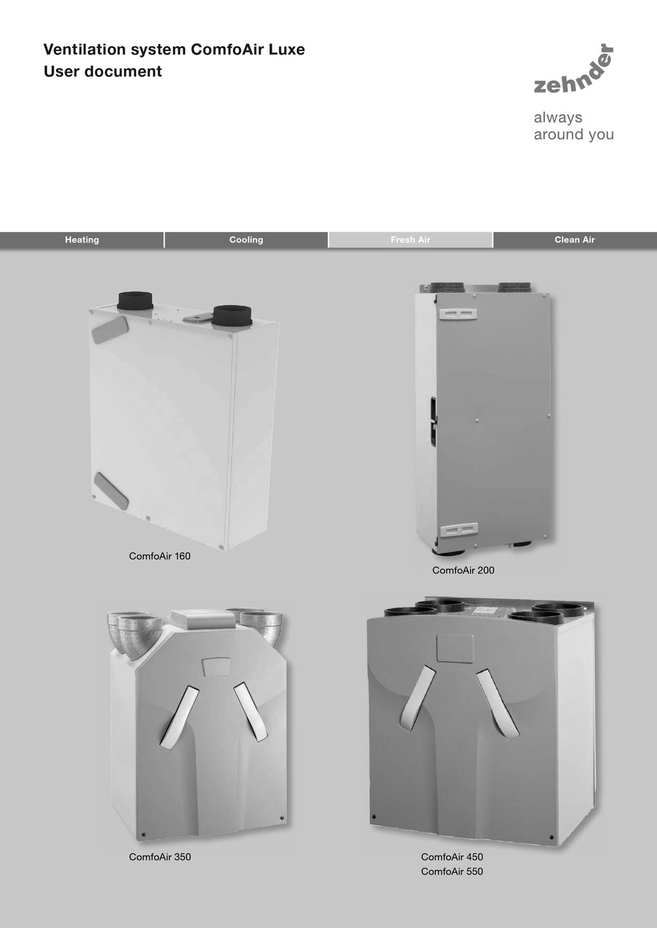 ZEHNDER RITTLING COMFOAIR 160 USER DOCUMENT Pdf Download ManualsLib