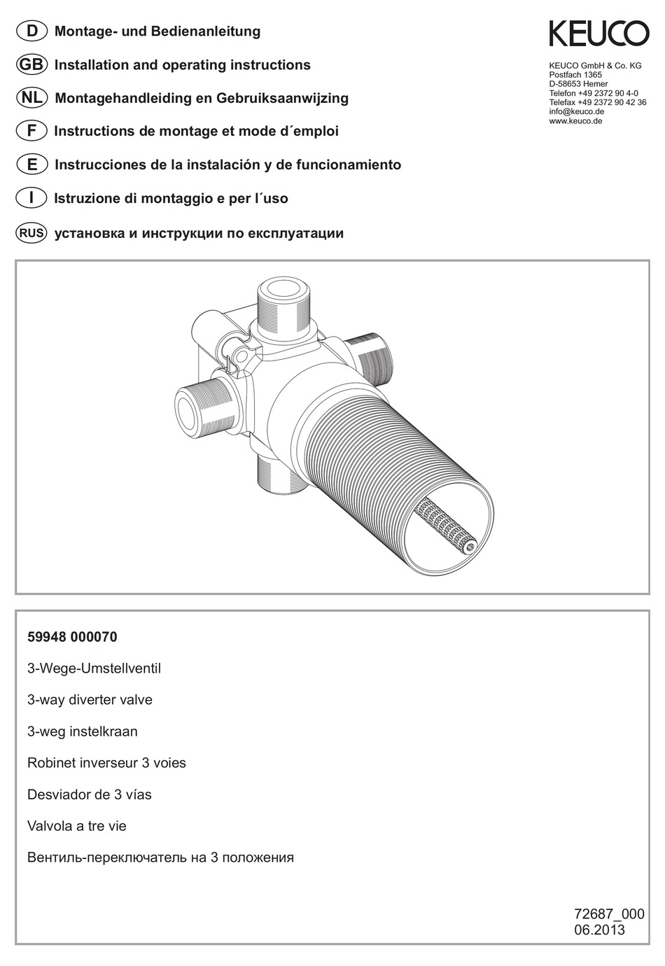 KEUCO 59948 000070 INSTALLATION AND OPERATING INSTRUCTIONS MANUAL Pdf