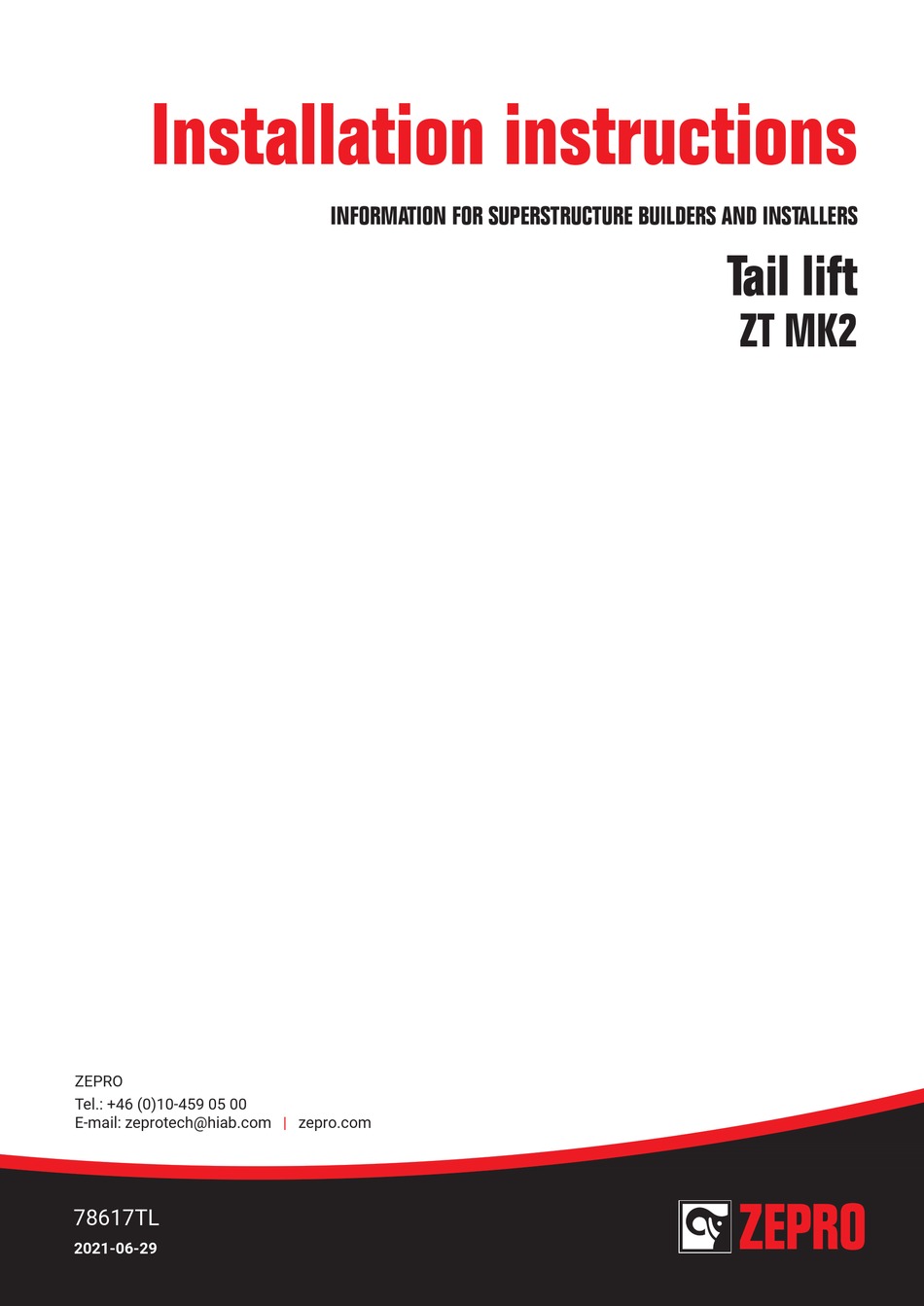 ZEPRO ZT MK2 INSTALLATION INSTRUCTIONS MANUAL Pdf Download | ManualsLib