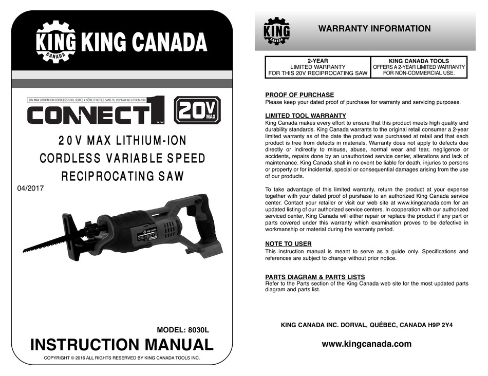 KING CANADA CONNECT1 8030L INSTRUCTION MANUAL Pdf Download ManualsLib