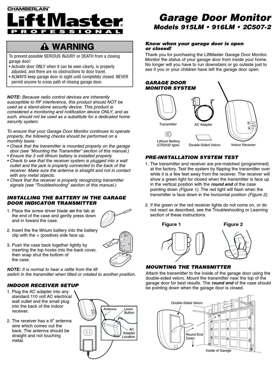 Chamberlain Liftmaster Professional Lm Quick Start Manual Pdf Download Manualslib