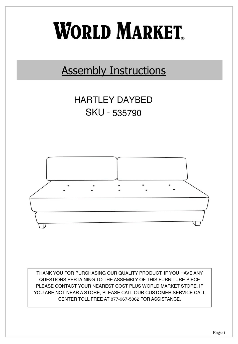 WORLD MARKET HARTLEY 535790 ASSEMBLY INSTRUCTIONS MANUAL Pdf Download