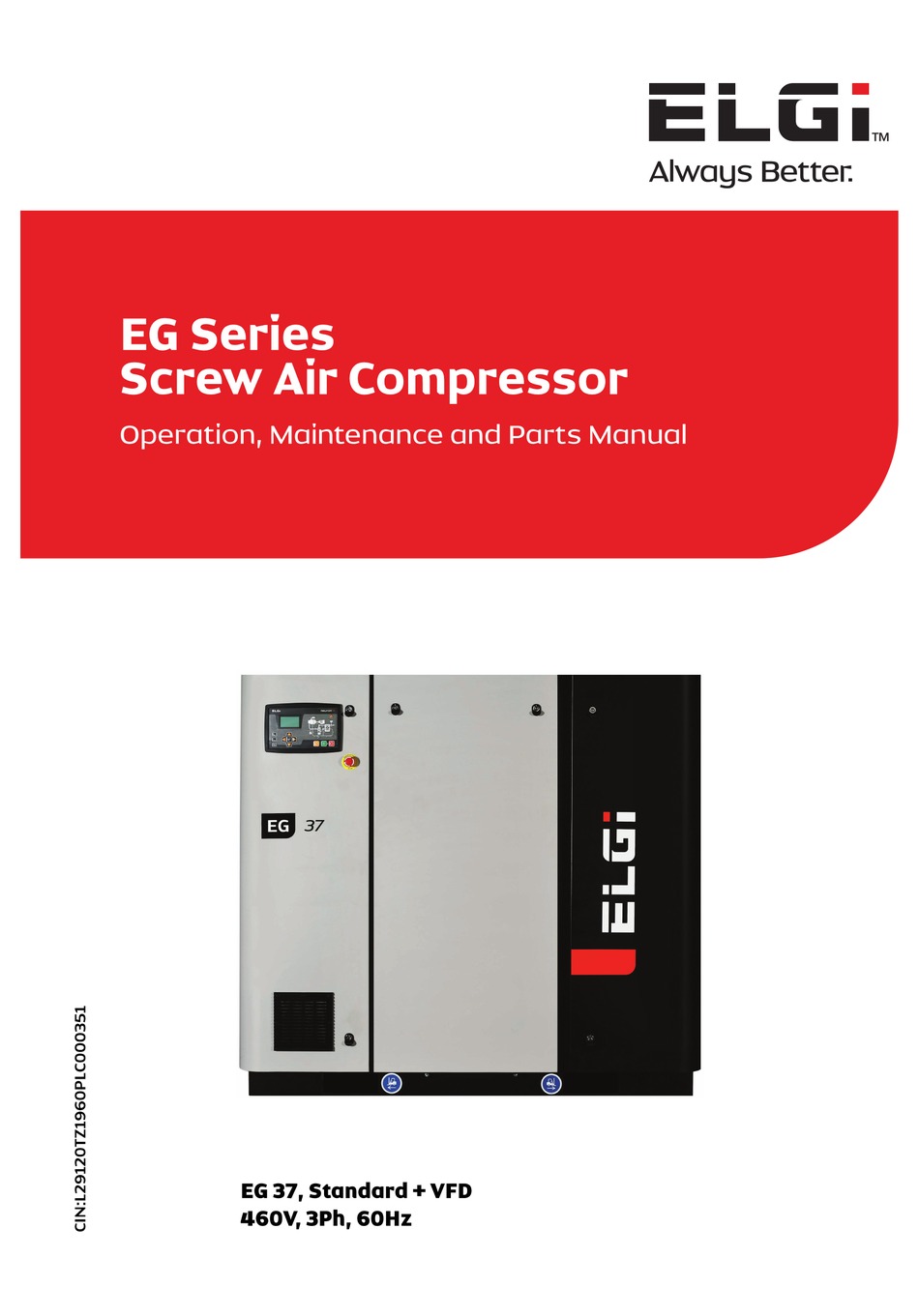 ELGI EG SERIES OPERATION, MAINTENANCE AND PARTS MANUAL Pdf Download