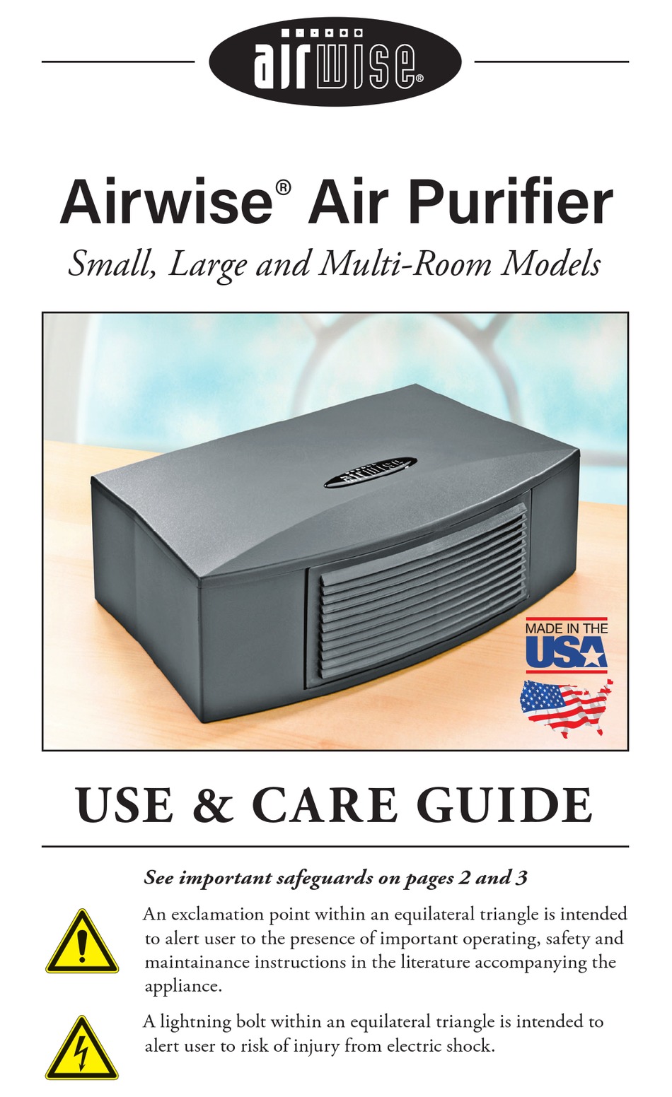 WATERWISE AIRWISE SMALL USE & CARE MANUAL Pdf Download ManualsLib