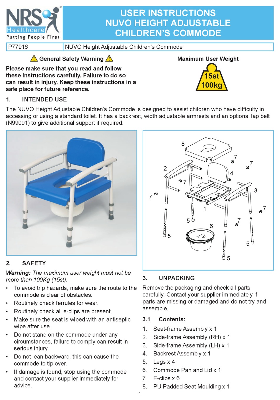 NRS NUVO P77916 USER INSTRUCTIONS Pdf Download ManualsLib