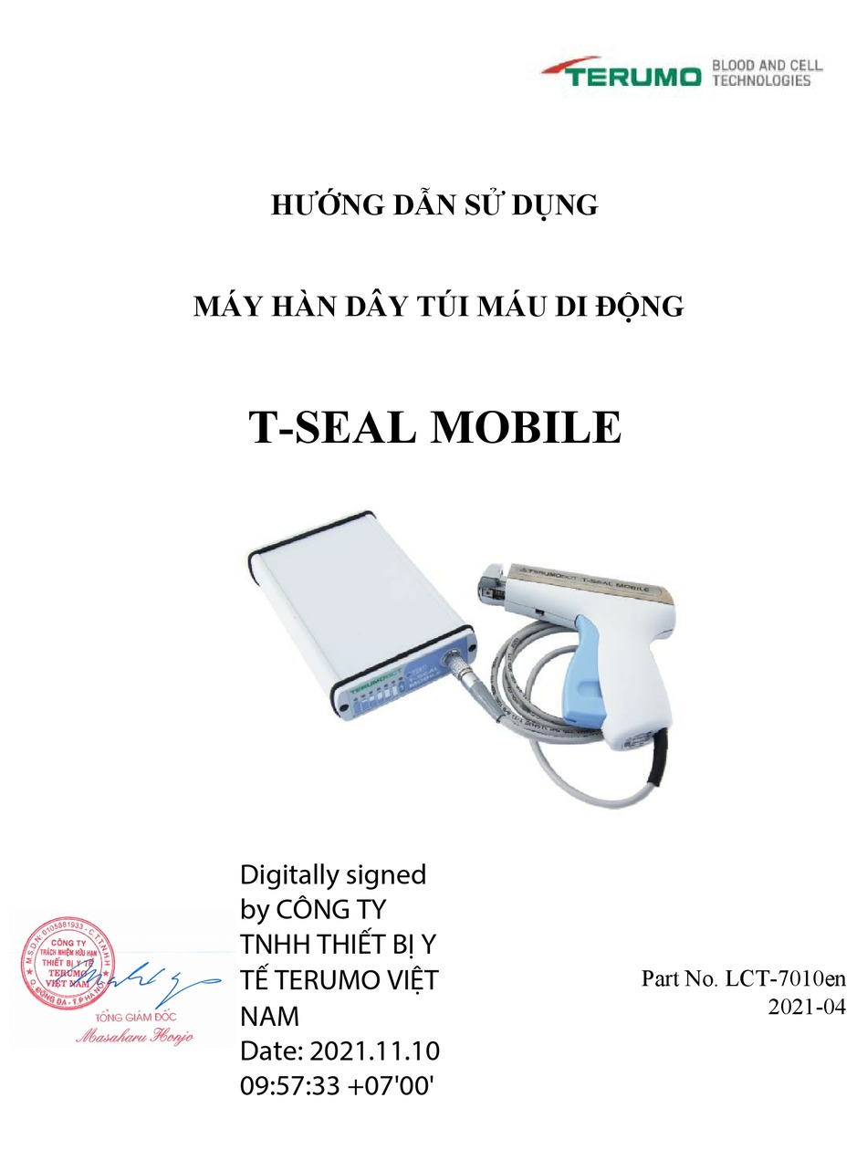 TERUMO TSEAL MOBILE INSTRUCTIONS FOR USE MANUAL Pdf Download ManualsLib