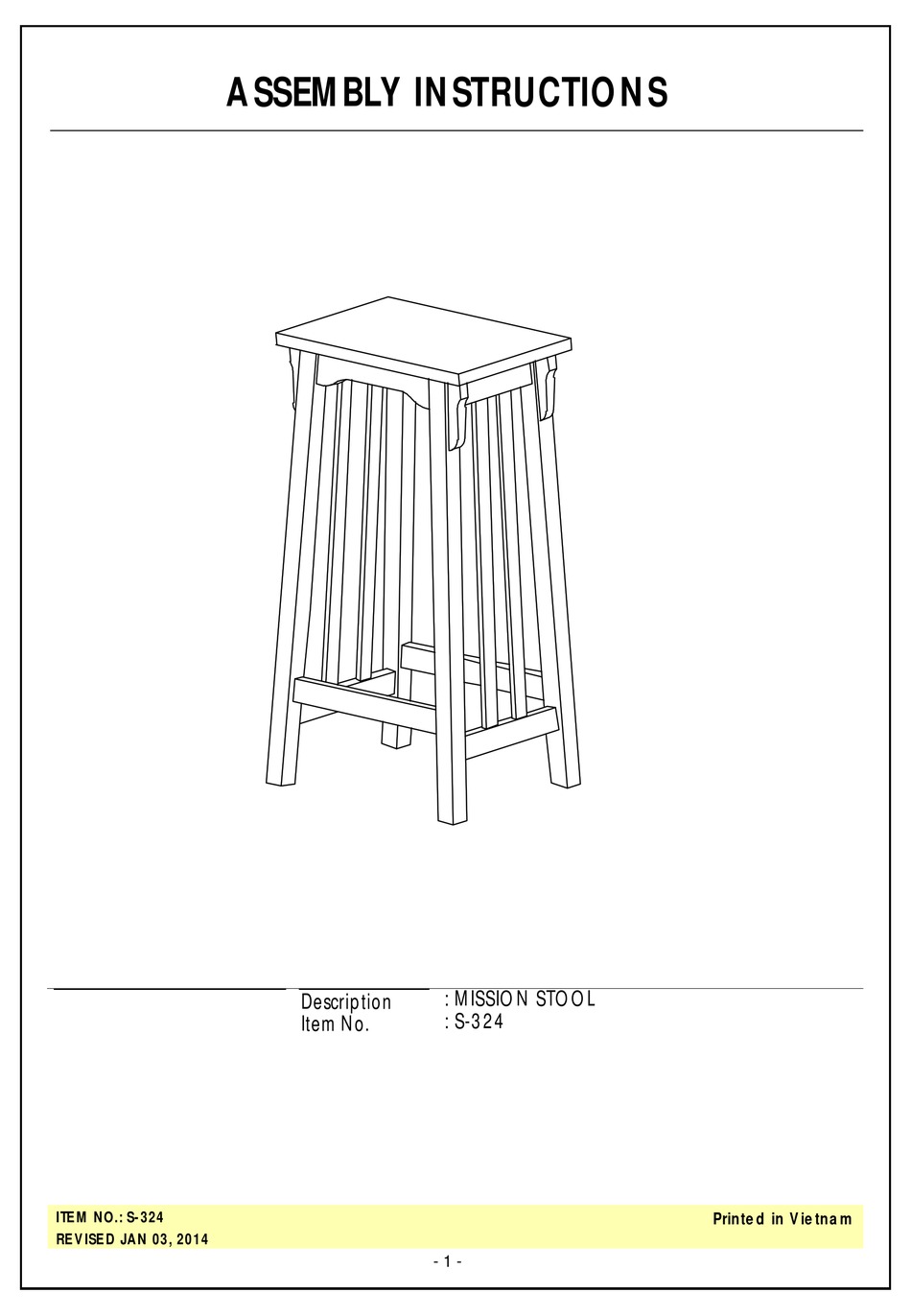 UNFINISHED FURNITURE OF WILMINGTON S324 ASSEMBLY INSTRUCTIONS Pdf