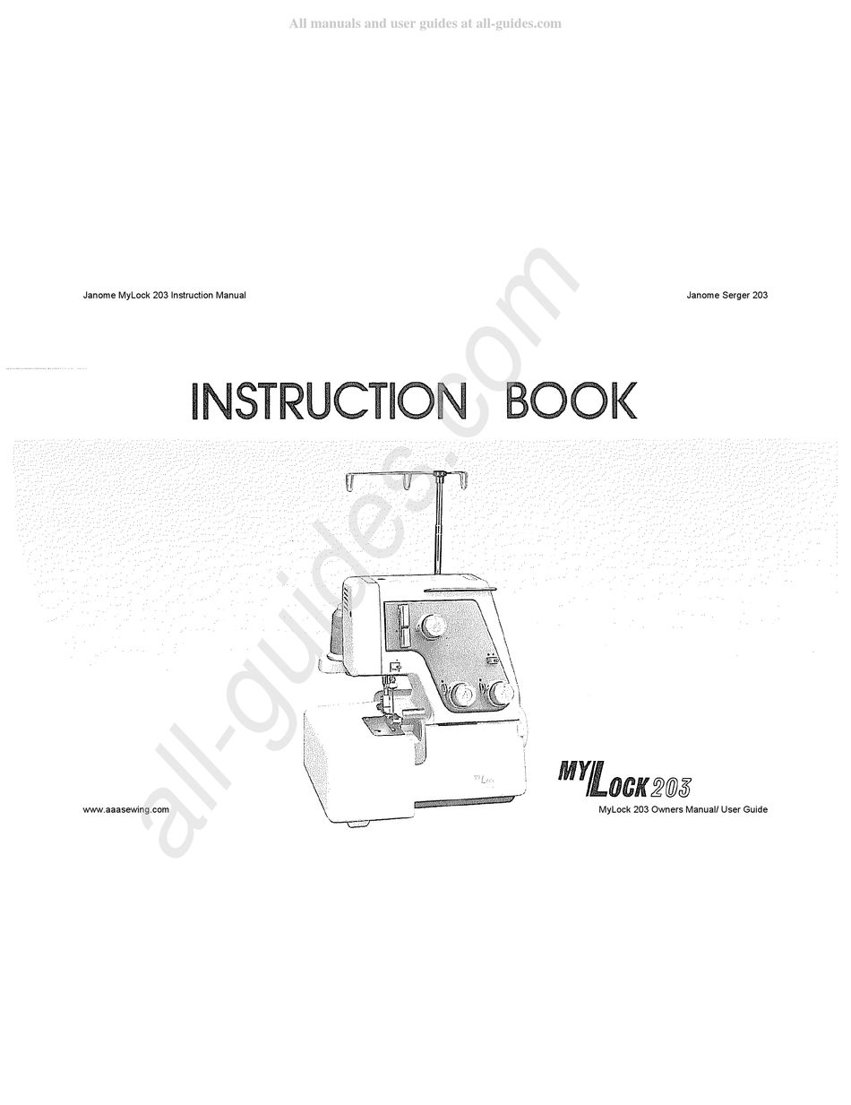 JANOME MYLOCK 203 INSTRUCTION BOOK Pdf Download | ManualsLib