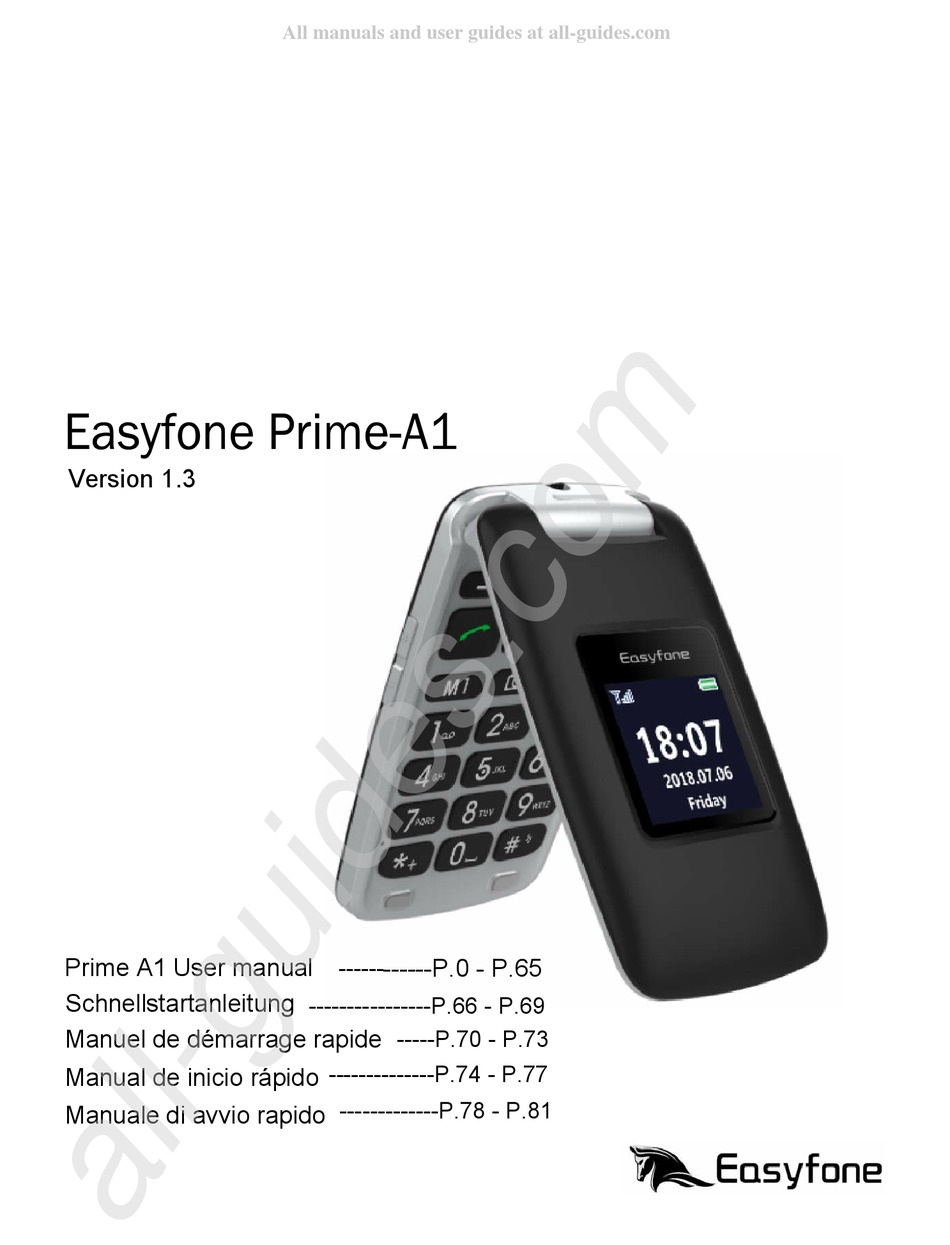 EASYFONE PRIME-A1 USER MANUAL Pdf Download | ManualsLib