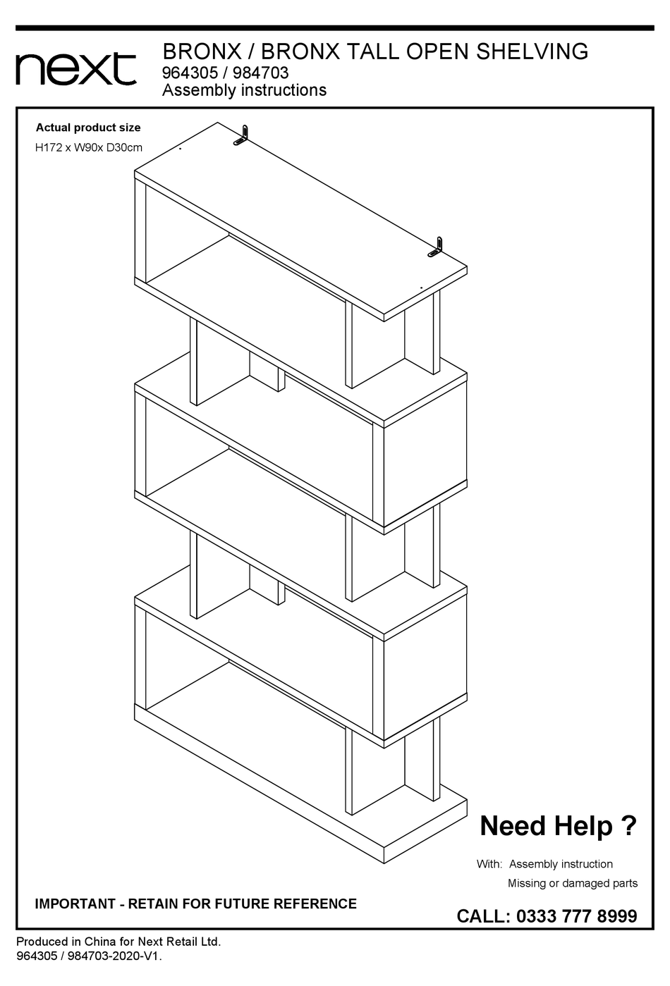 NEXT BRONX TALL OPEN SHELVING 964305 ASSEMBLY INSTRUCTIONS MANUAL Pdf