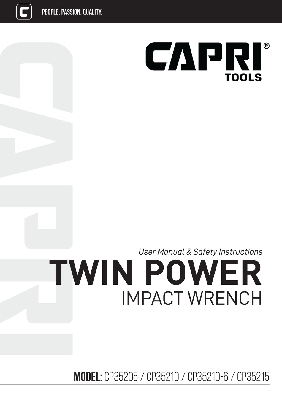 CAPRI TOOLS CP35205 USER MANUAL & SAFETY INSTRUCTIONS Pdf Download