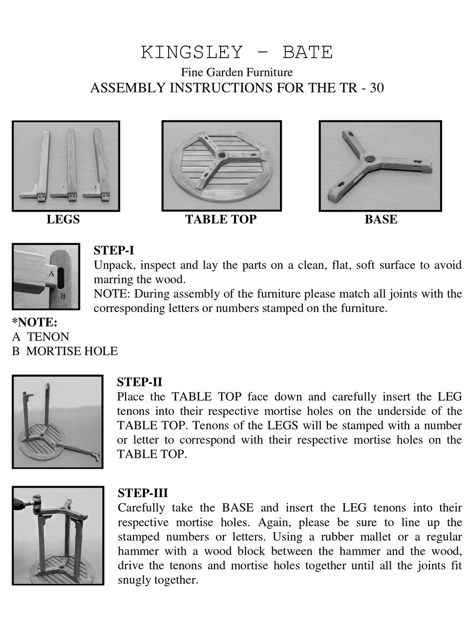 KINGSLEYBATE TR30 ASSEMBLY INSTRUCTIONS Pdf Download ManualsLib