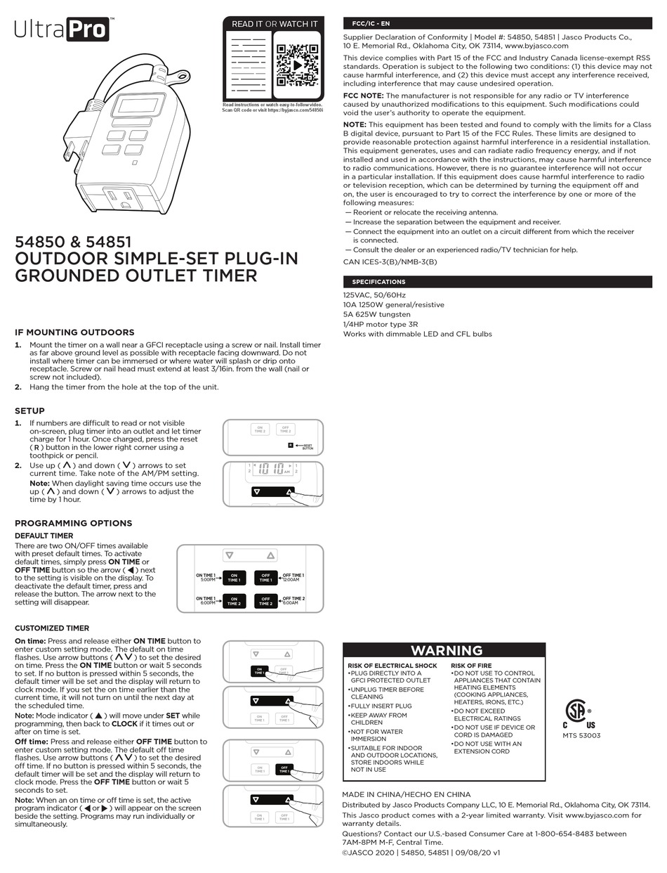 JASCO ULTRAPRO 54850 QUICK START MANUAL Pdf Download ManualsLib