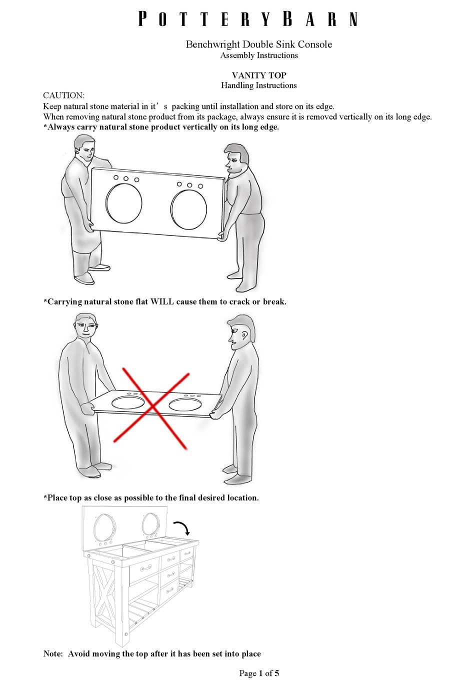 POTTERY BARN BENCHWRIGHT DOUBLE SINK CONSOLE ASSEMBLY INSTRUCTIONS Pdf Download ManualsLib