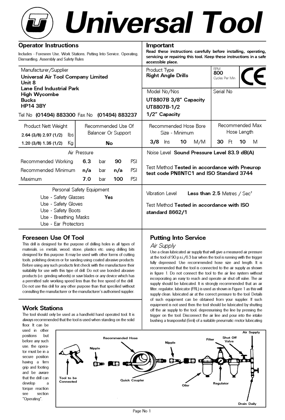 UNIVERSAL TOOL UT8807B OPERATOR INSTRUCTIONS Pdf Download ManualsLib