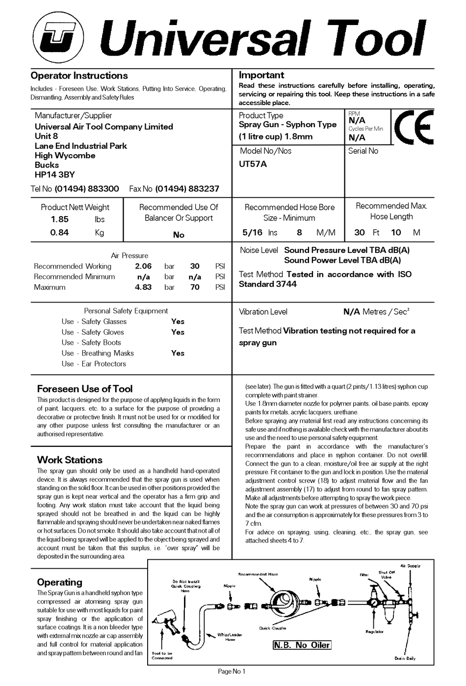 UNIVERSAL TOOL UT57A OPERATOR INSTRUCTIONS MANUAL Pdf Download ManualsLib