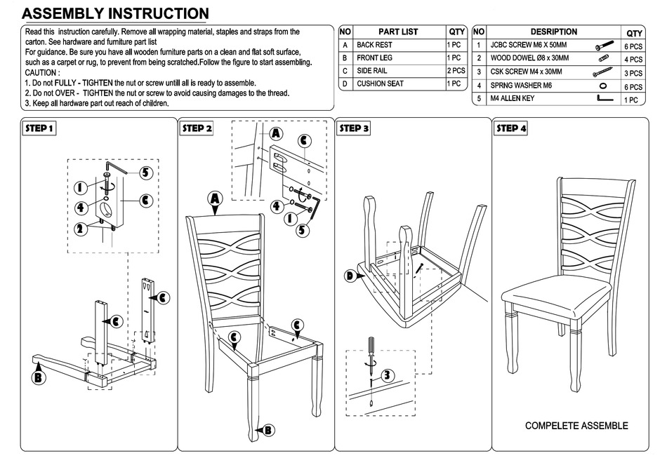 BAXTON STUDIO ALICIA 7048T ASSEMBLY INSTRUCTIONS Pdf Download ManualsLib