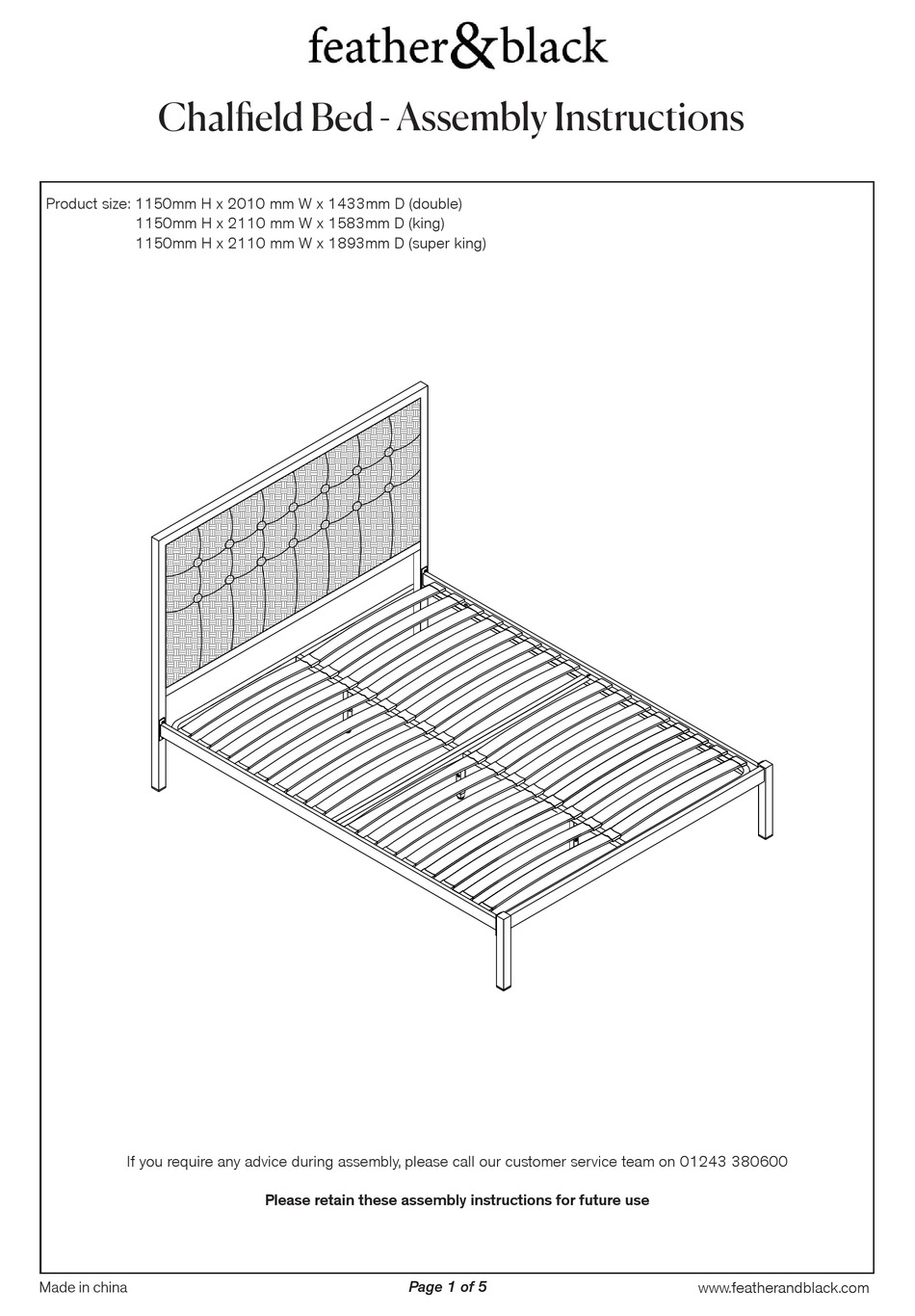 FEATHER&BLACK CHALFIELD BED ASSEMBLY INSTRUCTIONS Pdf Download ManualsLib