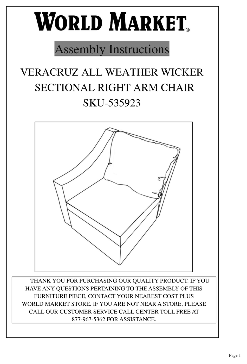 WORLD MARKET VERACRUZ 53592 ASSEMBLY INSTRUCTIONS MANUAL Pdf Download
