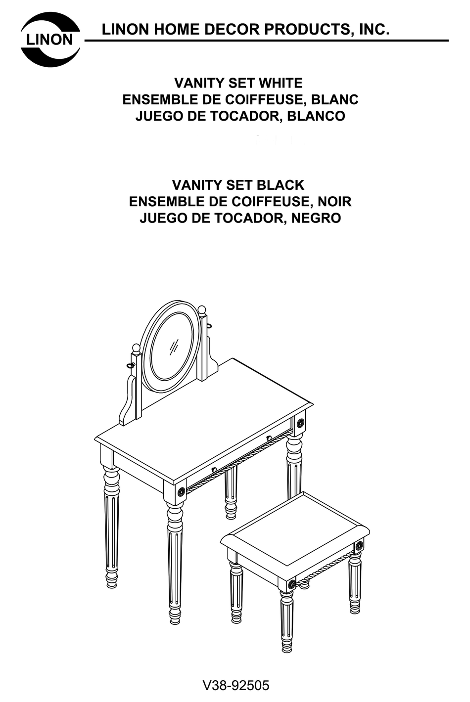 LINON V3892505 MANUAL Pdf Download ManualsLib
