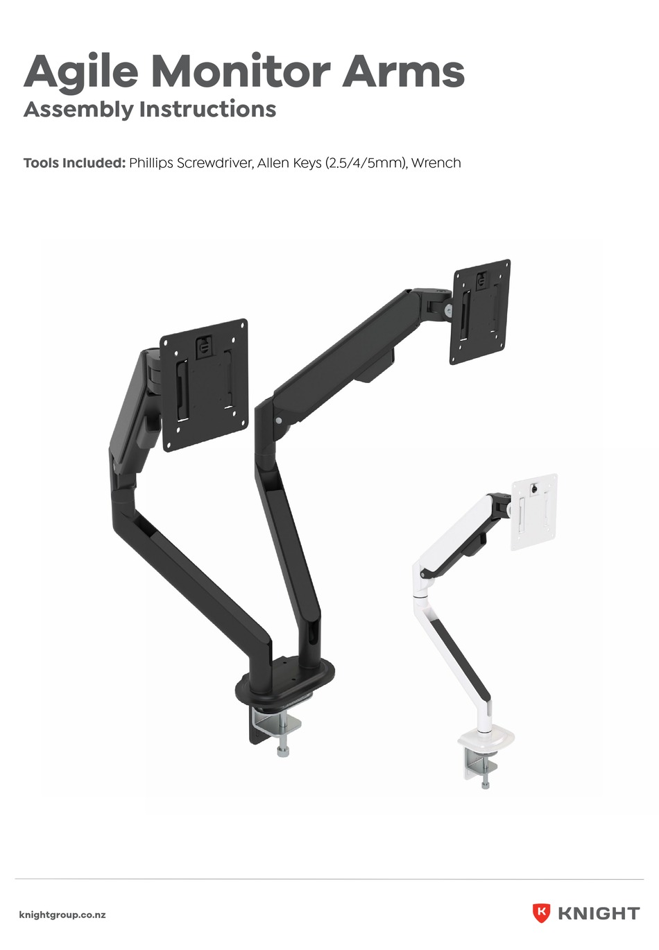 KNIGHT AGILE MONITOR ARMS ASSEMBLY INSTRUCTIONS MANUAL Pdf Download