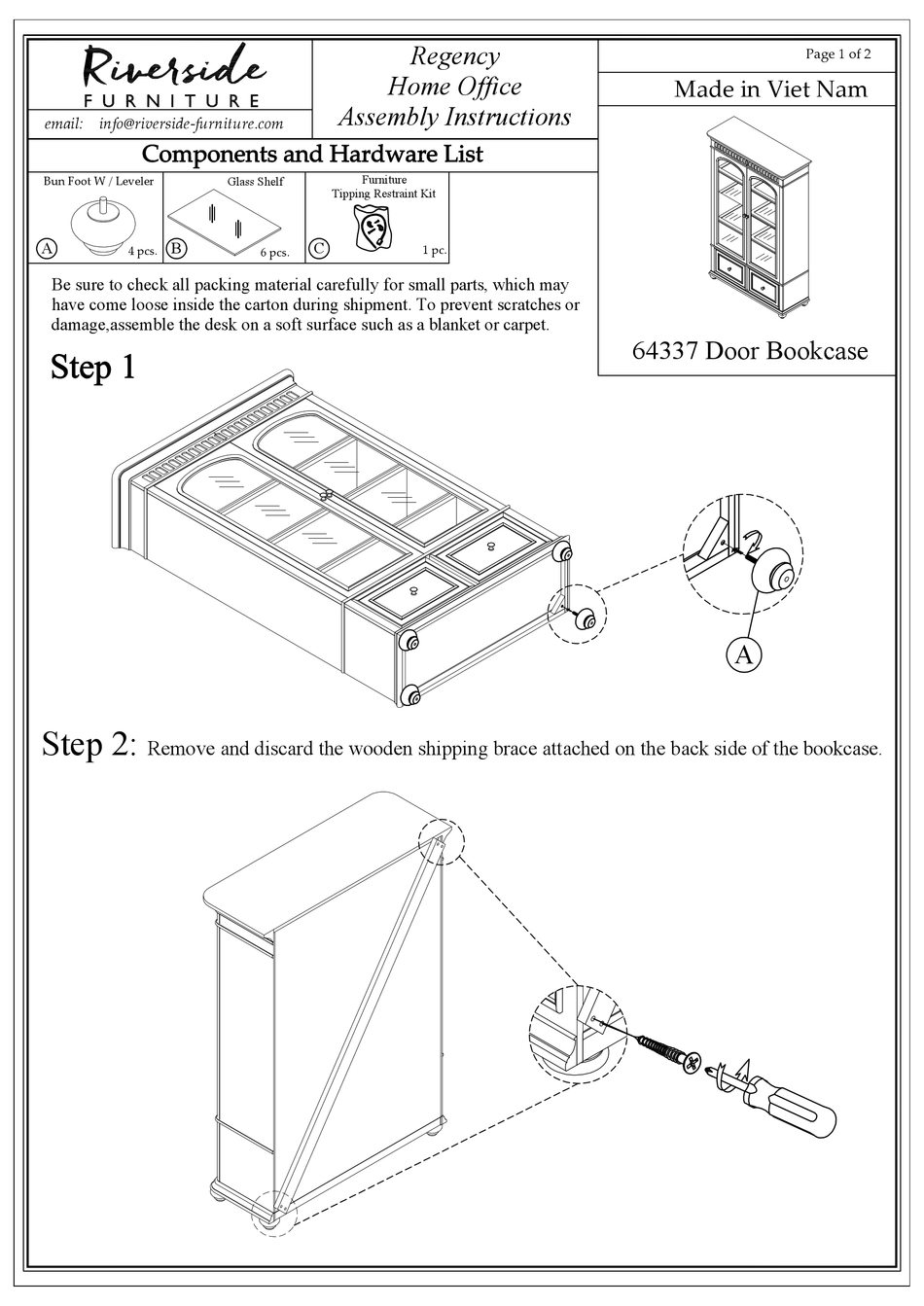 RIVERSIDE FURNITURE 64337 ASSEMBLY INSTRUCTIONS Pdf Download ManualsLib