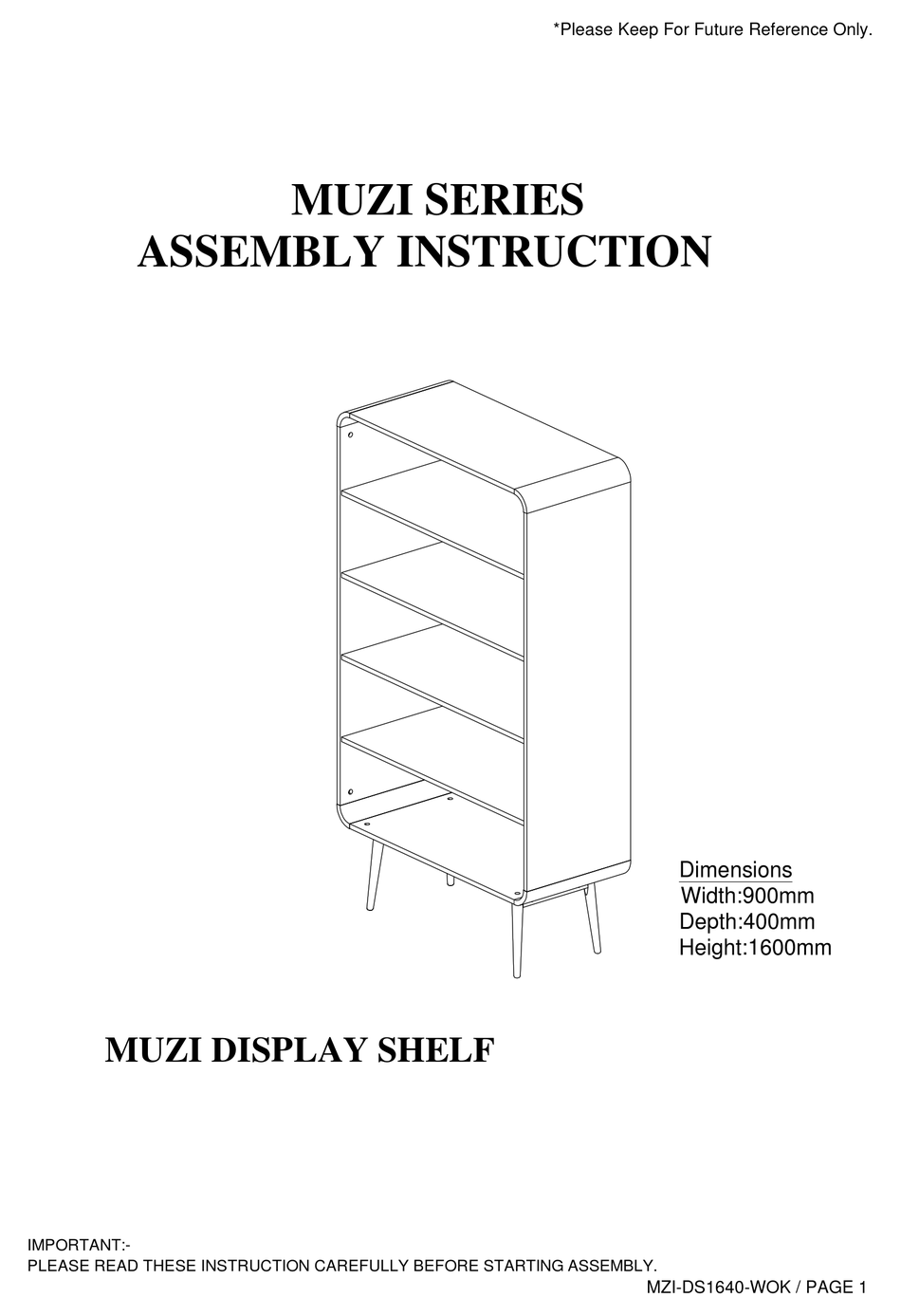 ELIVING FURNITURE MUZI SERIES ASSEMBLY INSTRUCTION MANUAL Pdf Download