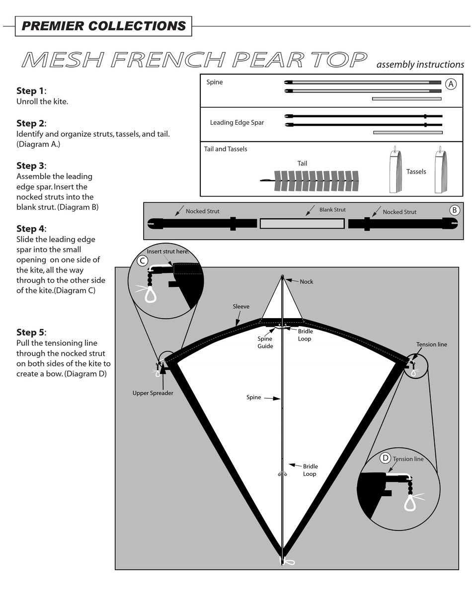 PREMIER KITES MESH FRENCH REAR TOP ASSEMBLY INSTRUCTIONS Pdf Download