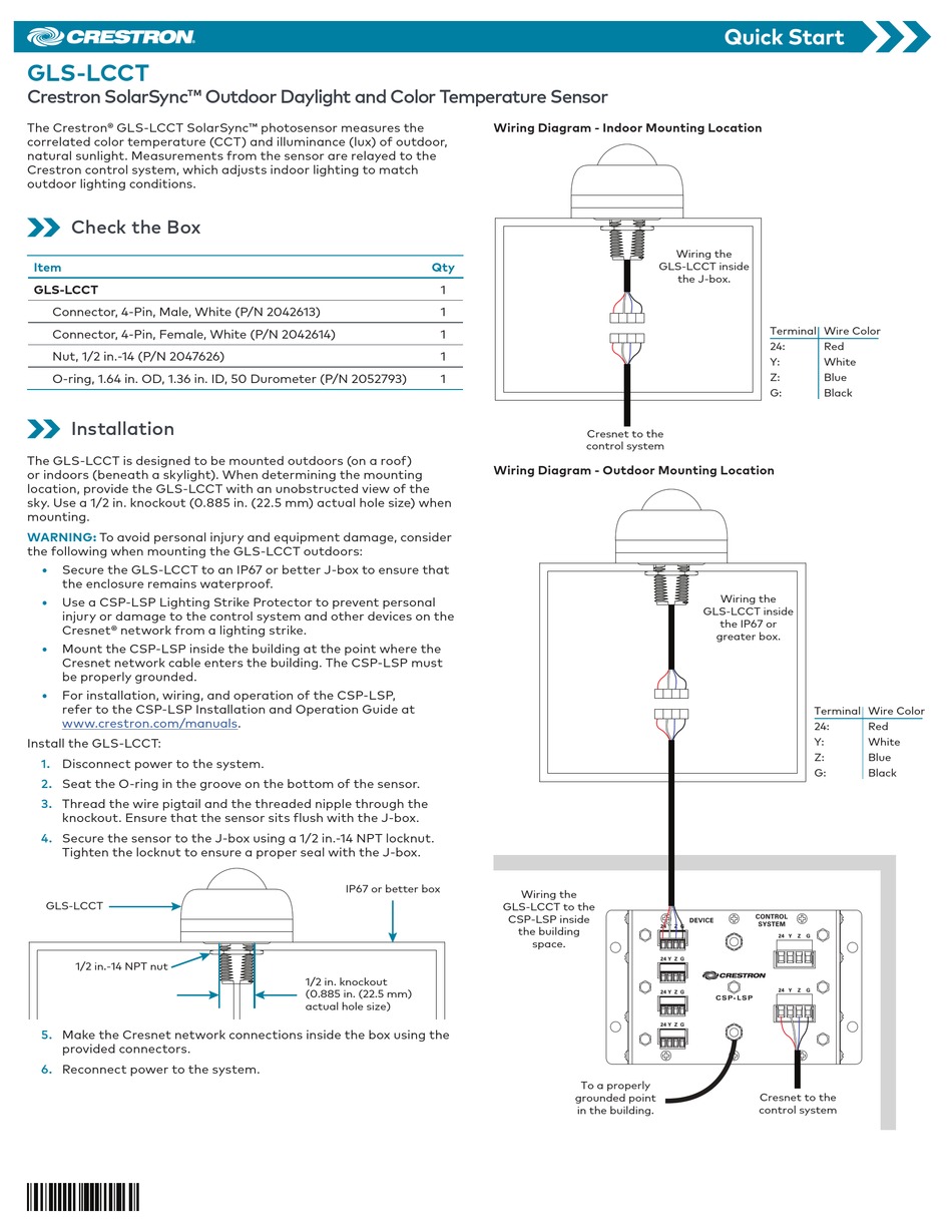CRESTRON SOLARSYNC GLSLCCT QUICK START Pdf Download ManualsLib