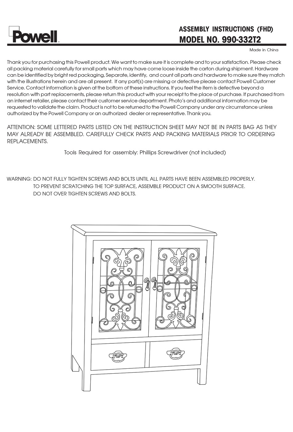 POWELL 990332T2 ASSEMBLY INSTRUCTIONS Pdf Download ManualsLib