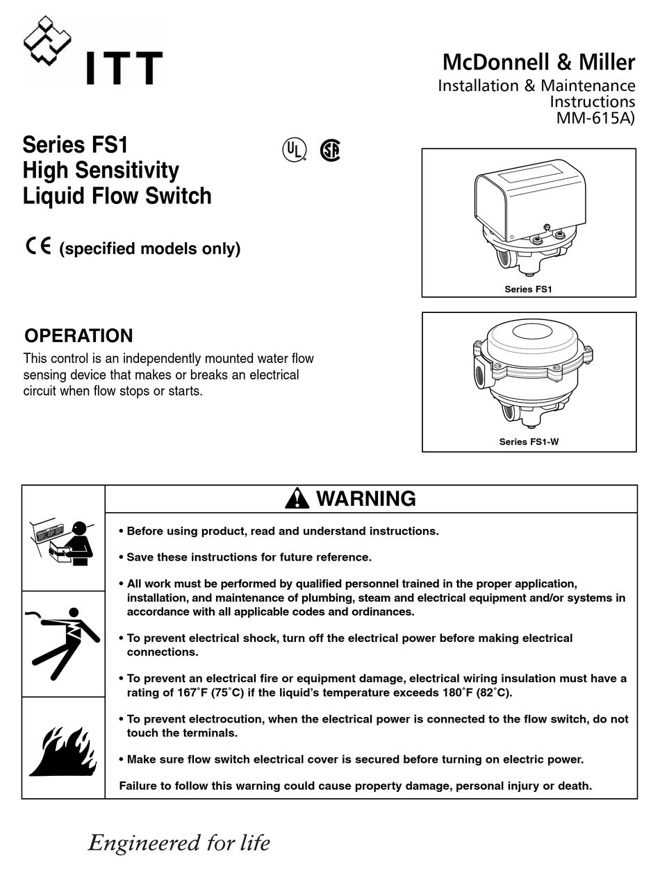 ITT MCDONNELL & MILLER FS1 SERIES INSTALLATION & MAINTENANCE