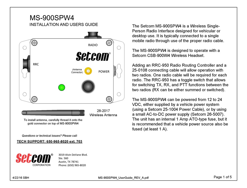 setcom-ms-900spw4-installation-and-user-manual-pdf-download-manualslib