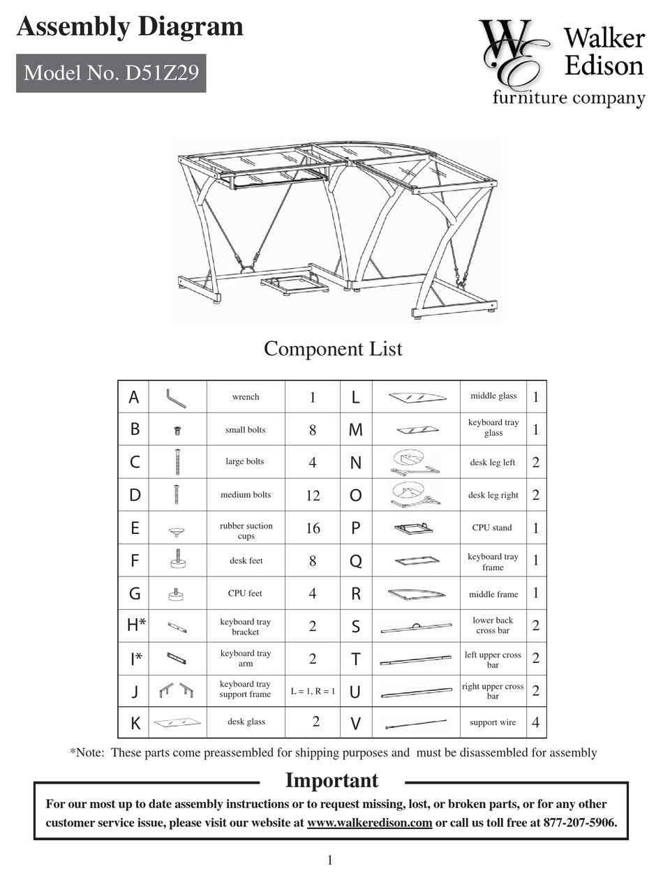 WALKER EDISON D51Z29 ASSEMBLY DIAGRAM Pdf Download ManualsLib