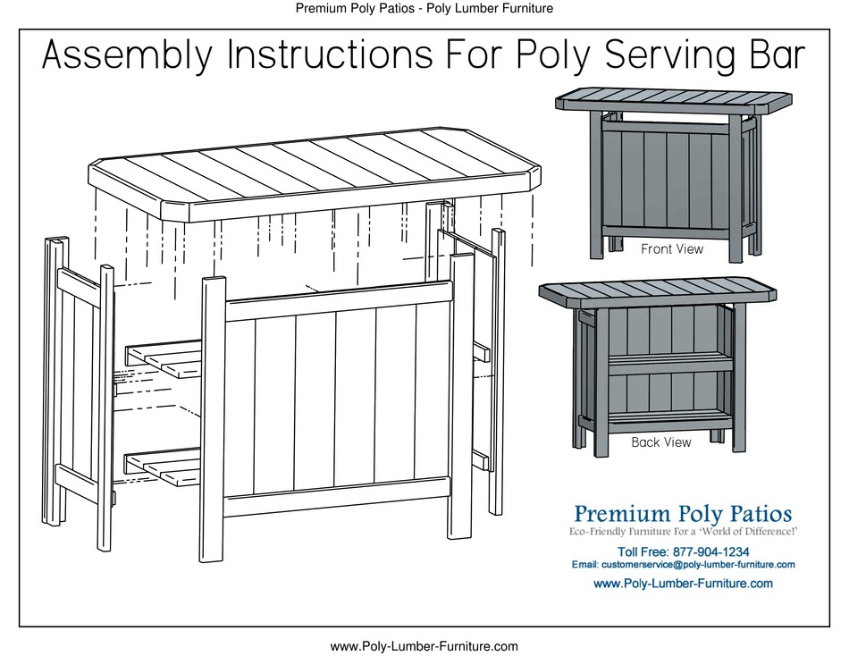 PREMIUM POLY PATIOS LUXCRAFT SERVING BAR CVPSB ASSEMBLY INSTRUCTIONS