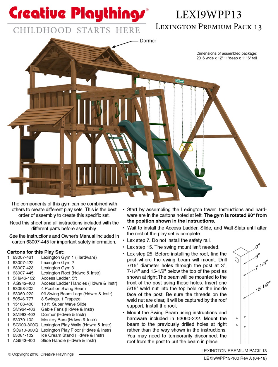 CREATIVE PLAYTHINGS LEXINGTON PREMIUM PACK 13 QUICK START MANUAL Pdf