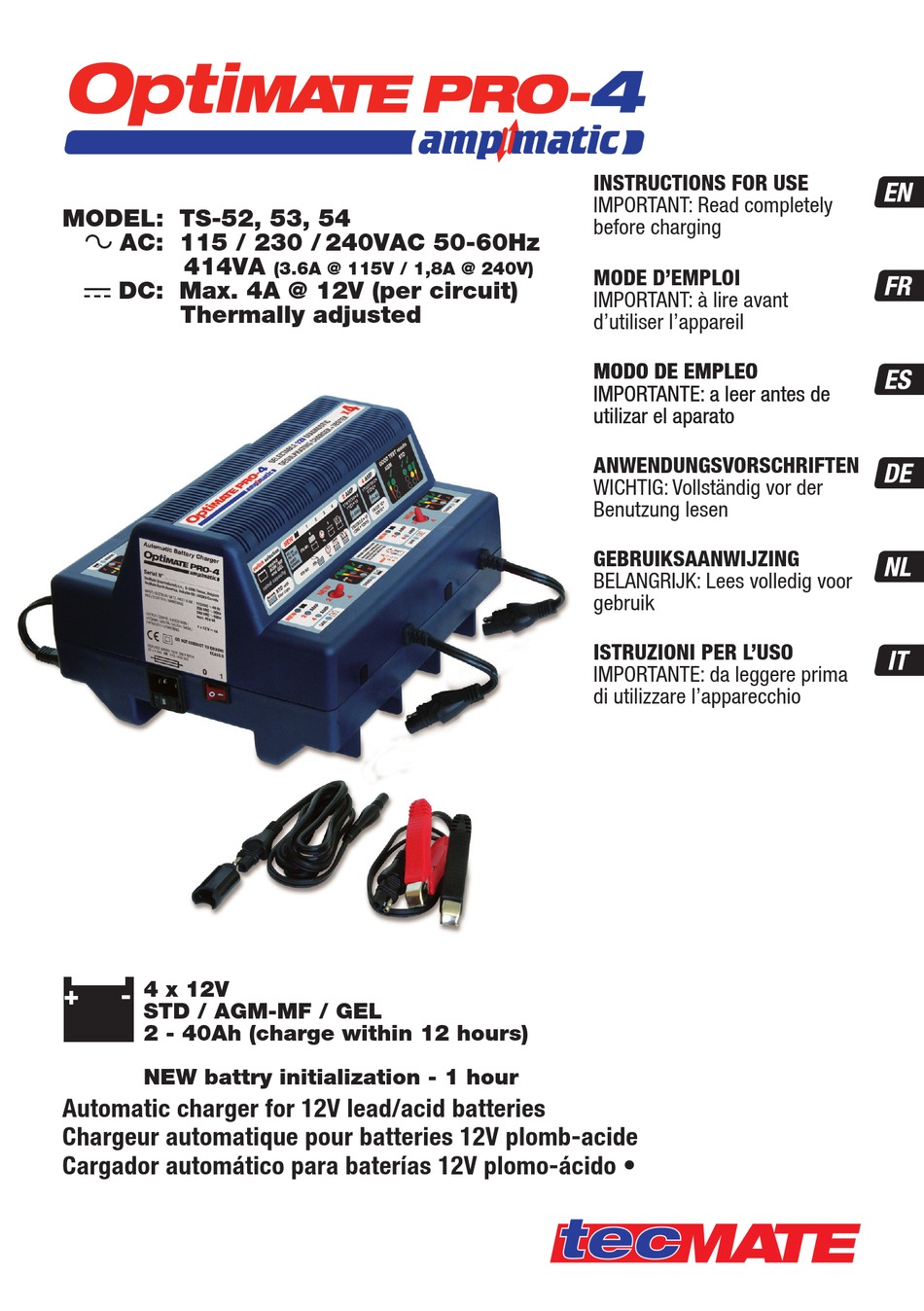 OPTIMATE PRO-4 AMPMATIC TS-52 INSTRUCTIONS FOR USE MANUAL Pdf Download