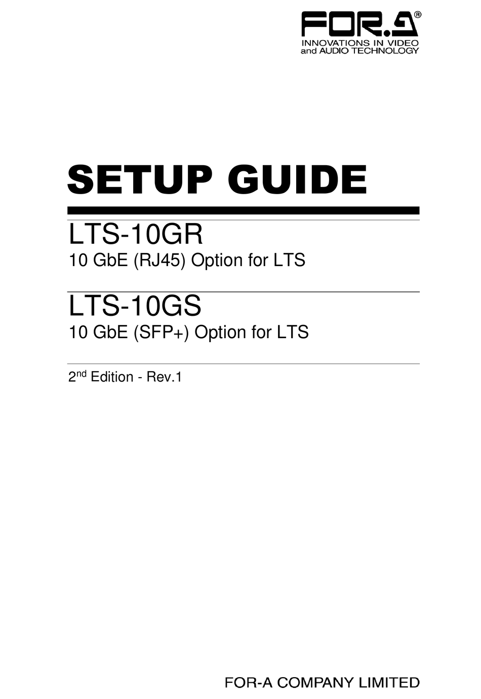 FORA LTS10GR SETUP MANUAL Pdf Download ManualsLib