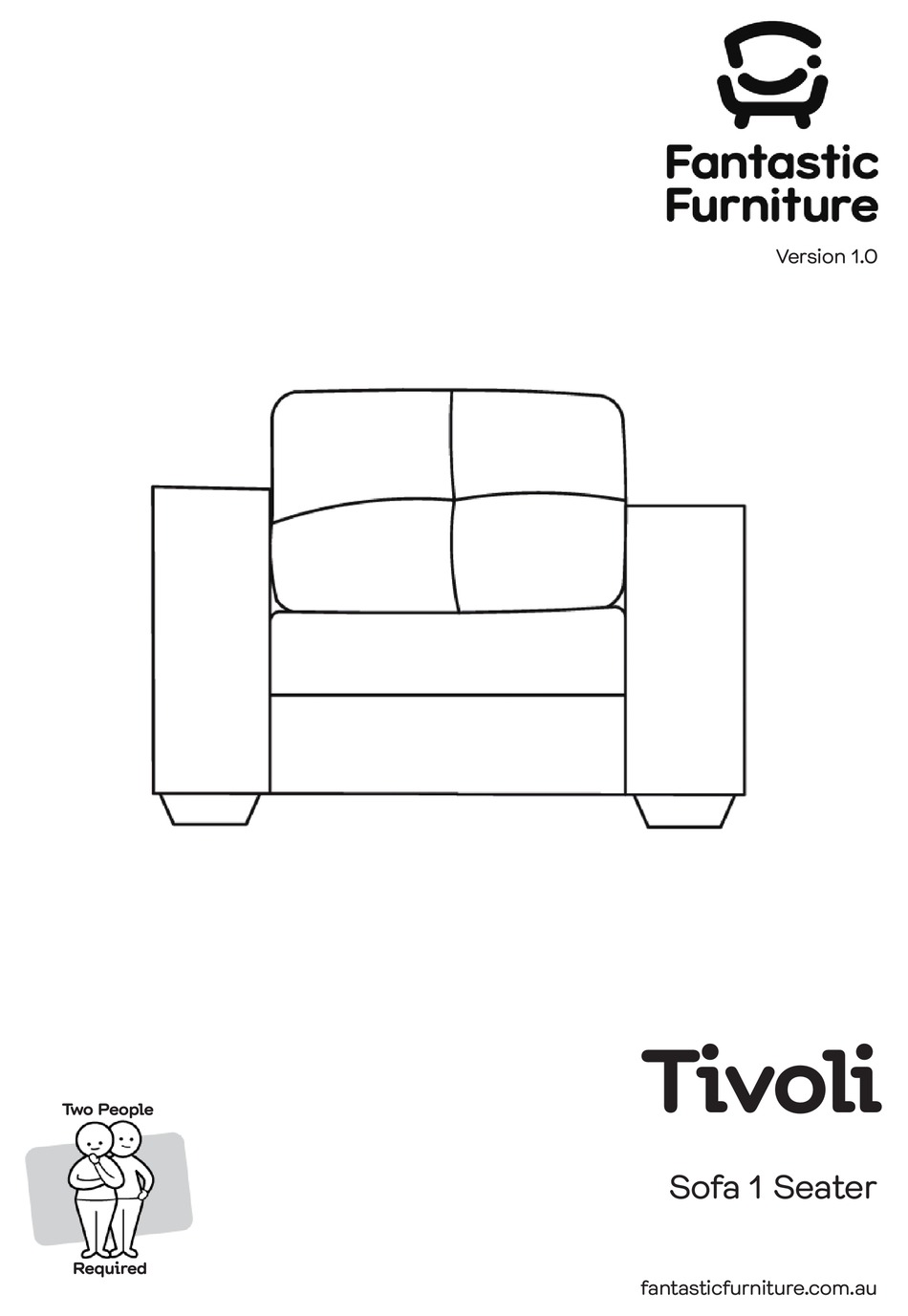 FANTASTIC FURNITURE TIVOLI SOFA 1 SEATER QUICK START MANUAL Pdf